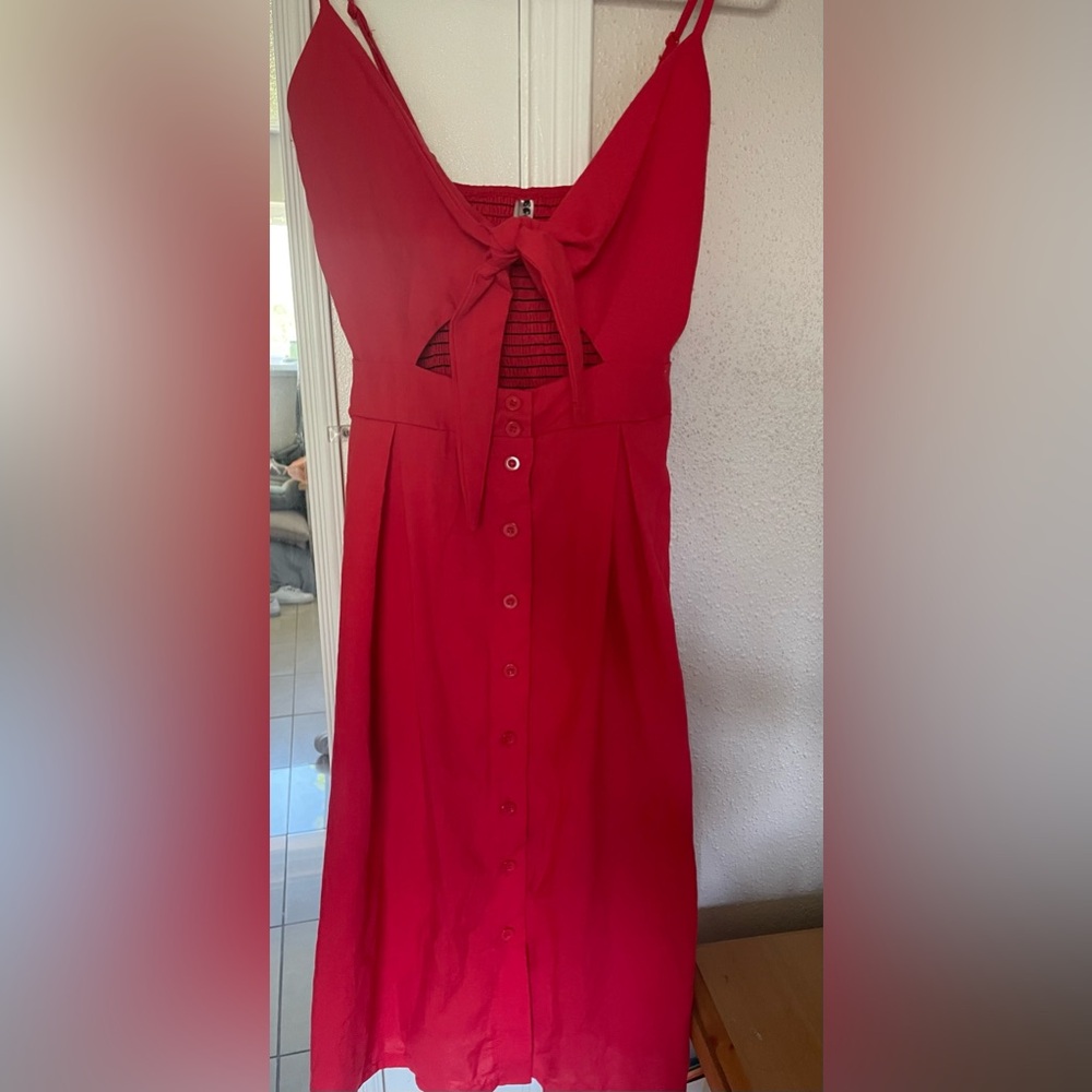 Red midi dress